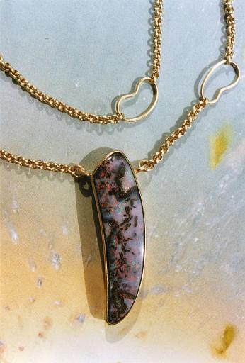 Opal necklace with gold chain